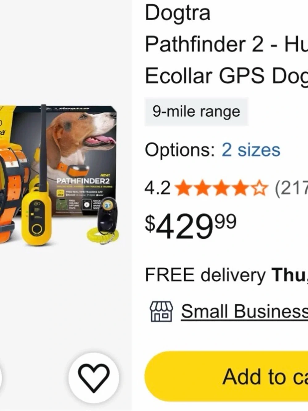 Pathfinder 2 GPS Tracking & Training Collar — Orange